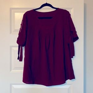 Maroon shirt sleeve blouse- Shein Curve